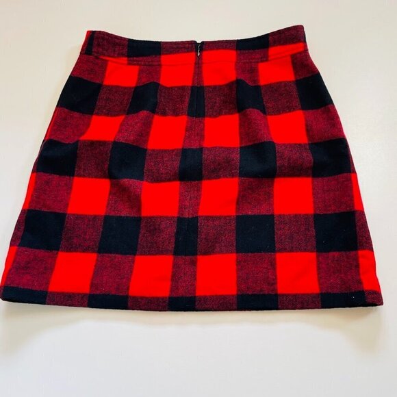 NWT J. Crew Skirt Buffalo Plaid Red Black Wool A Line Holiday Knit Sweater Boot - Picture 4 of 10